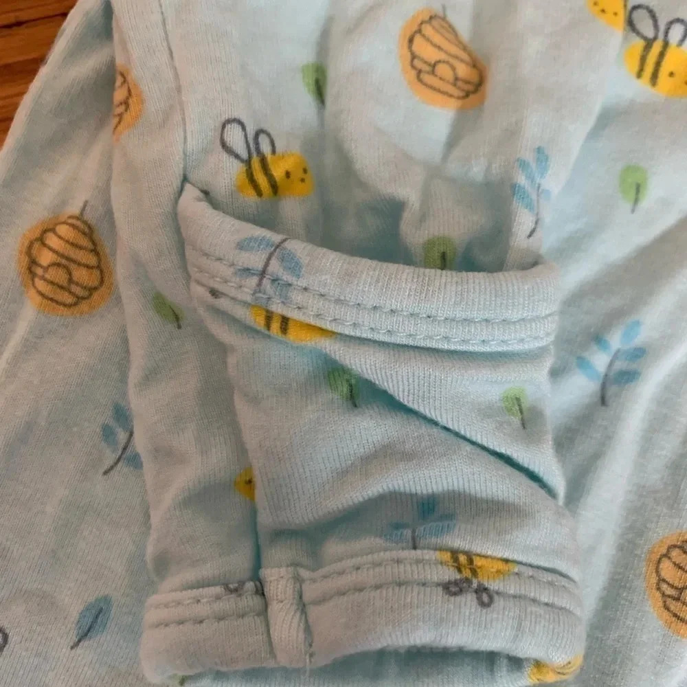 Angel Dear Bamboo Baby Sleeper Gown 0-3 Months Bees Baby Blue - Picture 4 of 5